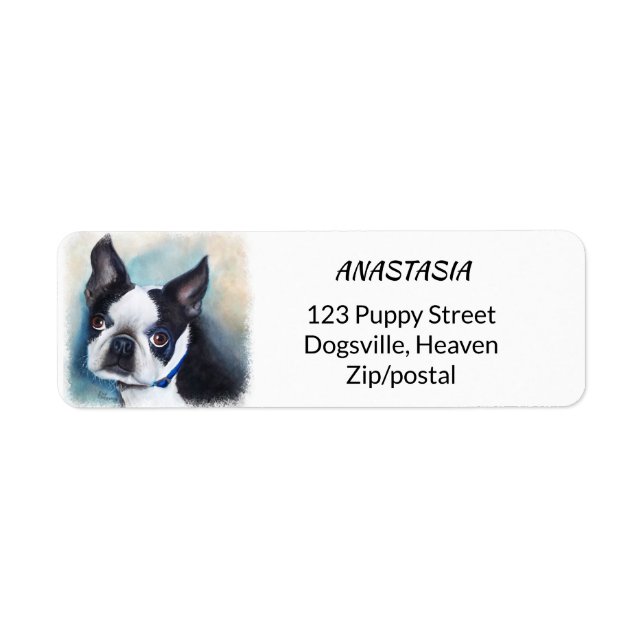 BLACK AND WHITE BOSTON TERRIER LABEL (Front)