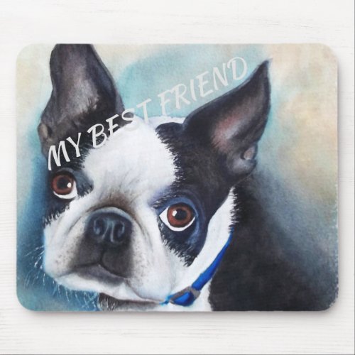 BLACK AND WHITE BOSTON TERRIER MOUSE PAD