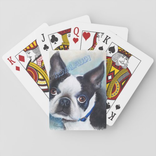 BLACK AND WHITE BOSTON TERRIER POKER CARDS