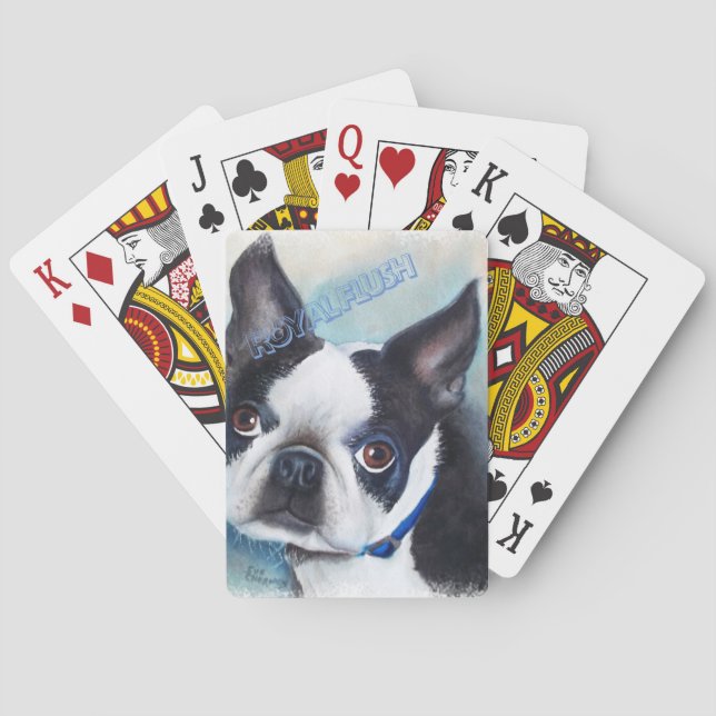 BLACK AND WHITE BOSTON TERRIER POKER CARDS (Back)