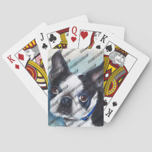 BLACK AND WHITE BOSTON TERRIER POKER CARDS