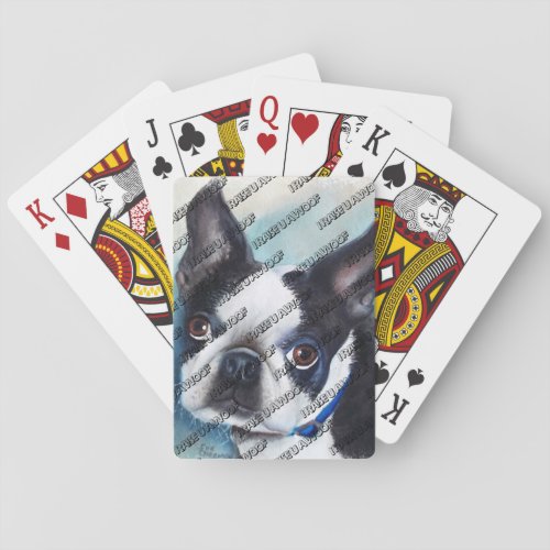 BLACK AND WHITE BOSTON TERRIER POKER CARDS