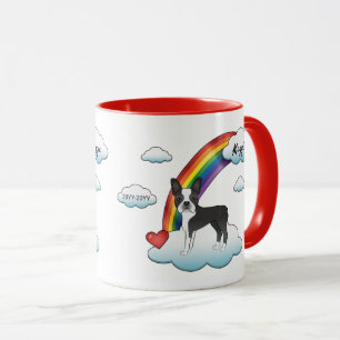 Black And White Boston Terrier Rainbow Memorial Mug