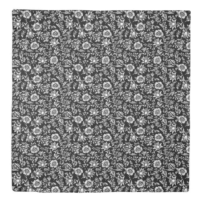 Black and White Botanical Duvet Cover (Front)