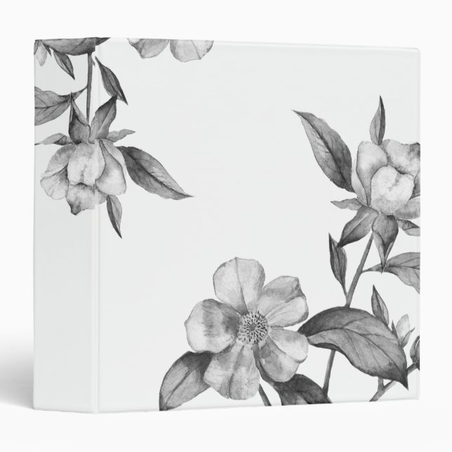 Black and White Botanical Floral Binder (Front/Spine)