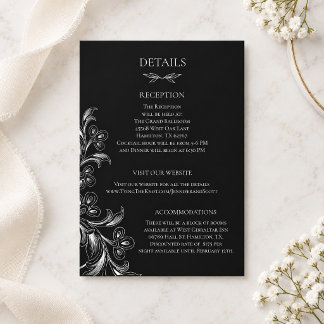 Black and White Botanical Floral Wedding Enclosure Card