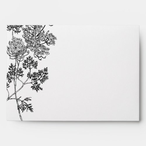 Black and White Botanical Illustration Wedding Envelope