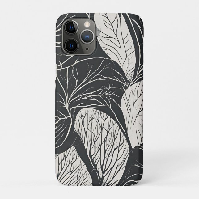 Black and White Botanical Leaf Art Case-Mate iPhone Case (Back)