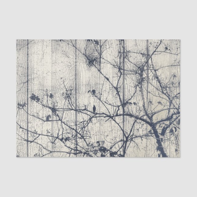 Black and White Botanical Motif Artwork Tissue Paper (Front)