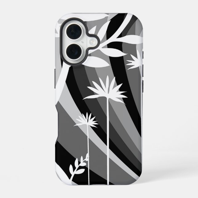 Black and White Botanical Print iPhone Case (Back)