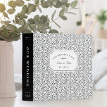 Black and White Botanical Wedding Planning 3 Ring Binder<br><div class="desc">Organize your plans for the big day in this chic personalized wedding planning binder. Beautiful black and white design features a background pattern of botanical leaves,  vines and buds. Personalize the front with your names and wedding date and add matching customization to the spine using the fields provided.</div>