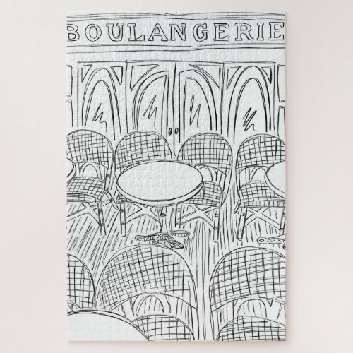 Black and White Boulangerie Jigsaw Puzzle