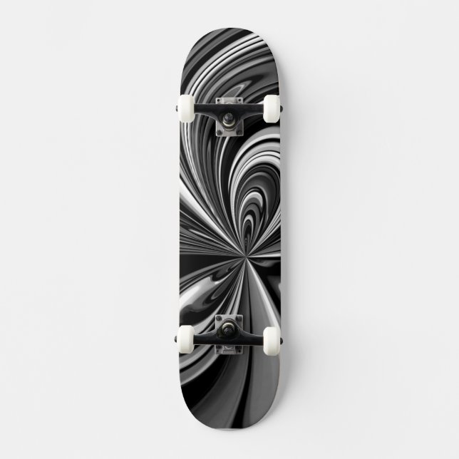 Black and White Bow Abstract Skateboard Deck (Front)