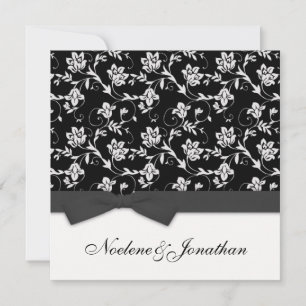 Black and White Bow Flower Wedding Invitation
