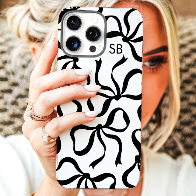 Black And White Bow Monogram Case-Mate iPhone Case (Creator Uploaded)