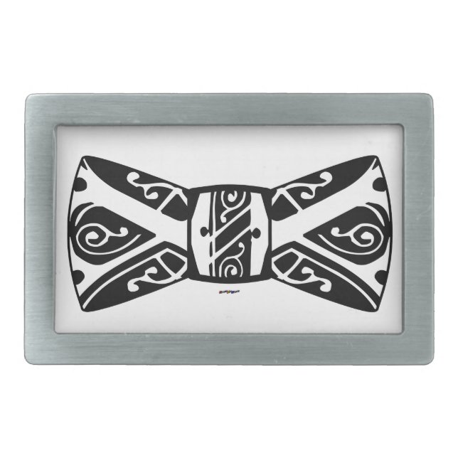 Black and White Bow Tie Belt Buckle (Front)