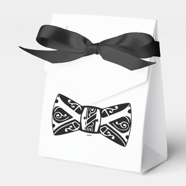 Black and White Bow Tie Favor Boxes (Front Side)