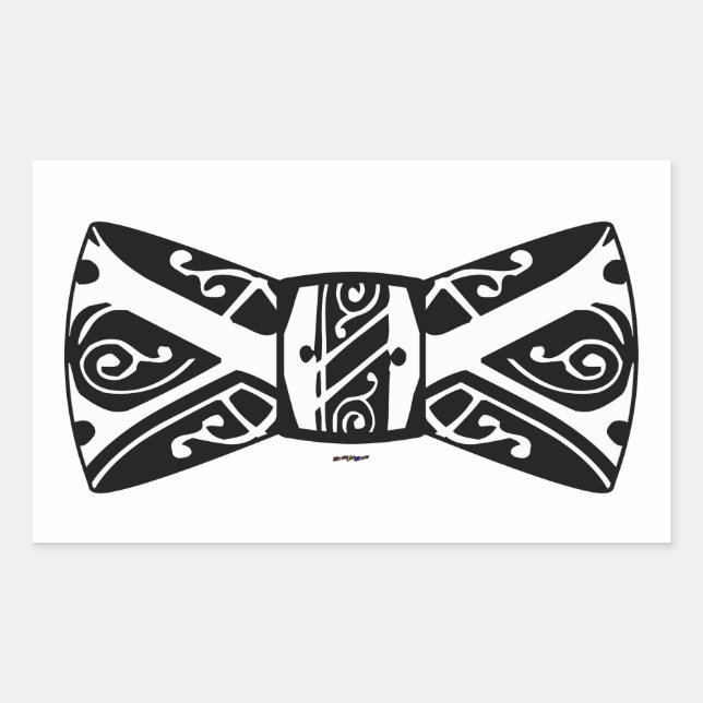 Black and White Bow Tie Rectangular Sticker (Front)