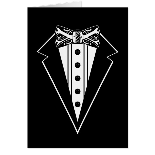 Black and White Bow Tie with Tux (Front)