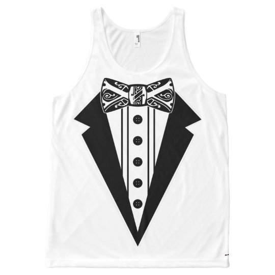 black tux with gold bow tie
