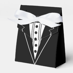 Black and White Bow Tie with Tux Favor Boxes