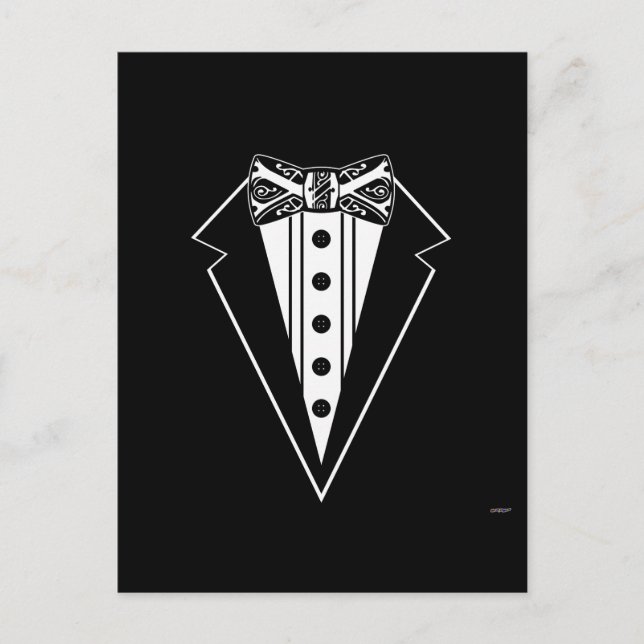 Black and White Bow Tie with Tux Postcard (Front)