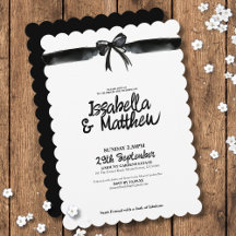 Black and White Bow Watercolor Minimalist Wedding