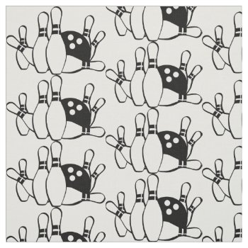 Black And White Bowling Abstract Pattern Fabric by Bebops at Zazzle