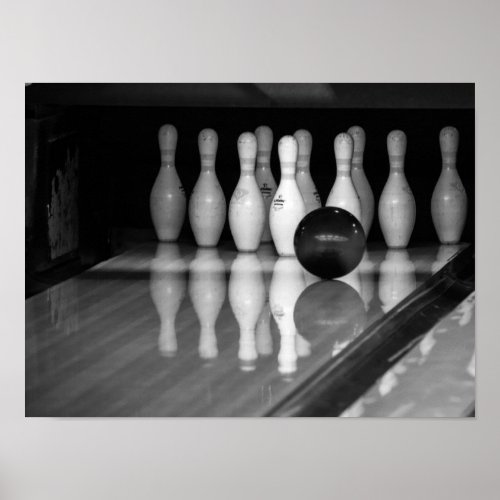 Black and White Bowling Poster