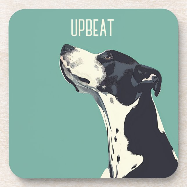 Black and White Boxer Beverage Coaster (Front)