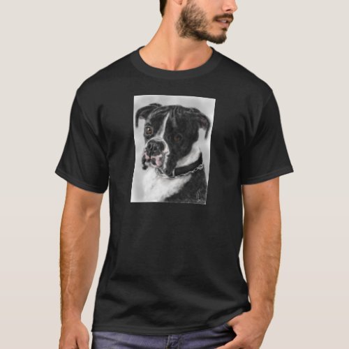 Black and white boxer dog T_Shirt