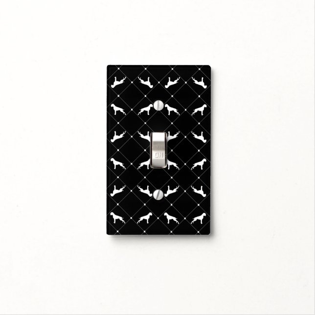 Black and White Boxer Dogs Light Switch Cover (In Situ)