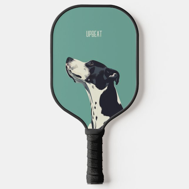 Black and White Boxer Pickleball Paddle (Front)