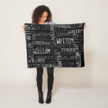 Black and White Boys Personalized Custom Name Fleece Blanket