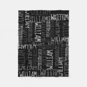 Black and White Boys Personalized Custom Name Fleece Blanket (Front)