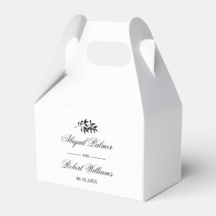 Black and white branch Old Money wedding Favor Boxes