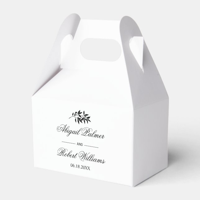 Black and white branch Old Money wedding Favor Boxes (Front Side)