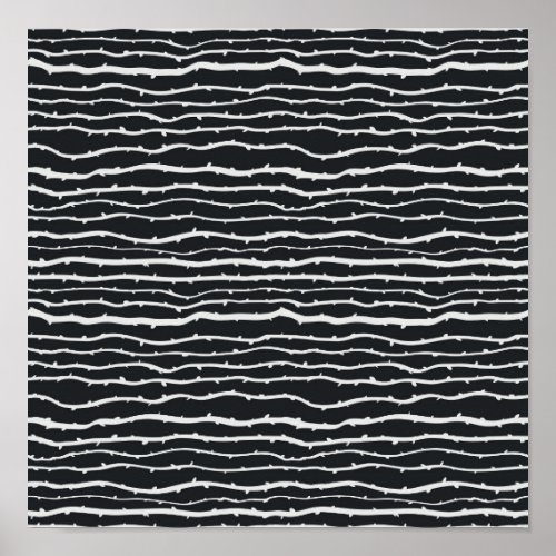 Black and white branches horizontal pattern poster