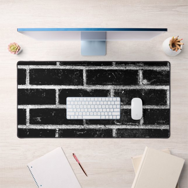 Black and White Brick Wall Desk Mat (Office 1)