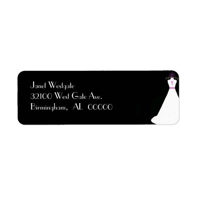 Black and White Bridal Gown Address Labels (Front)