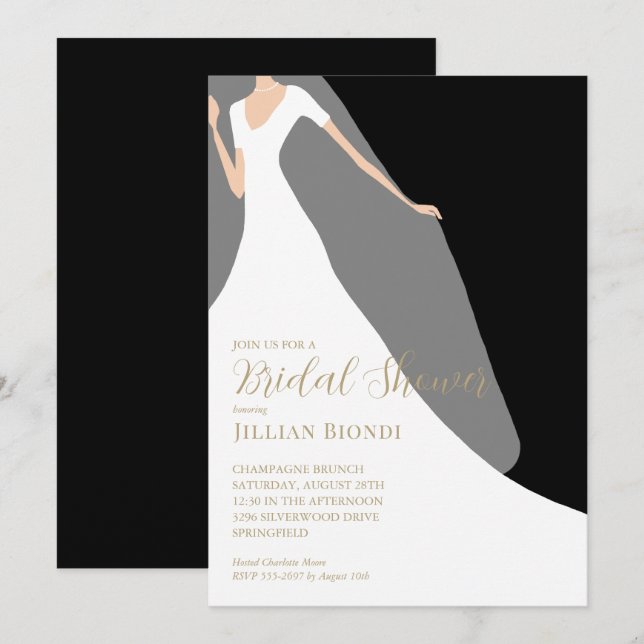 Black and White Bridal Shower Invitation (Front/Back)