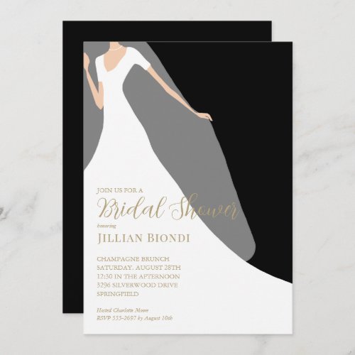 Black and White Bridal Shower Invitation