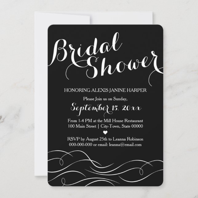 Black and White Bridal Shower Invitation - Invite (Front)