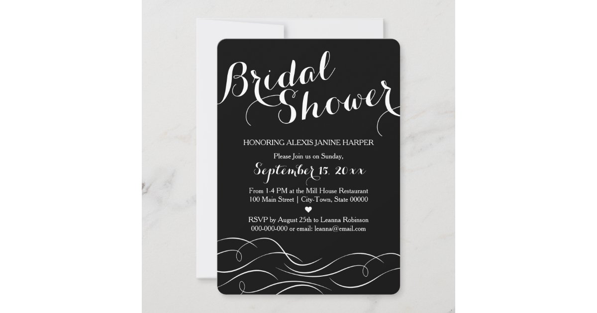 Black and White Bridal Shower Invitation - Invite | Zazzle