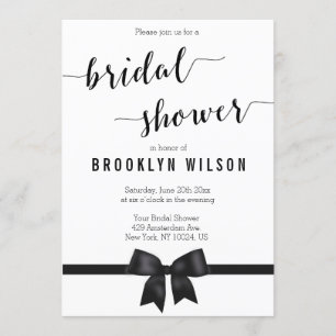 Black And White Bridal Shower Invitations Bow