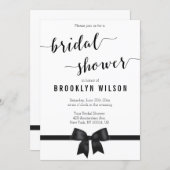 Black And White Bridal Shower Invitations Bow (Front/Back)