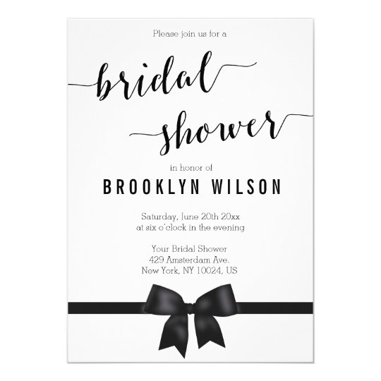 Black And White Bridal Shower Invitations Bow