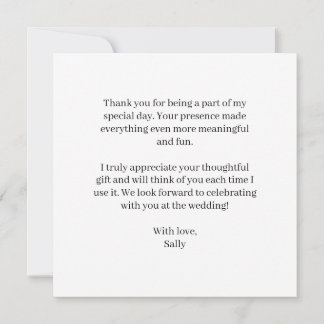 Black and White Bridal Shower Thank You Card