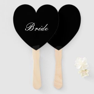 Black and white bridal sign hand fan