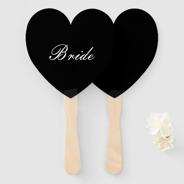 Black and white bridal sign hand fan (Front and Back)